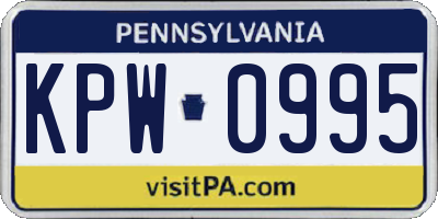 PA license plate KPW0995