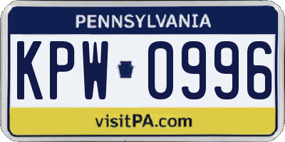 PA license plate KPW0996