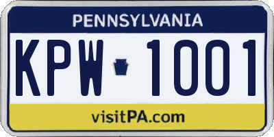 PA license plate KPW1001