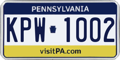 PA license plate KPW1002