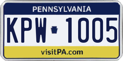 PA license plate KPW1005