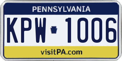 PA license plate KPW1006