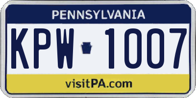 PA license plate KPW1007