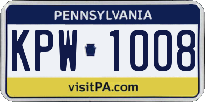 PA license plate KPW1008