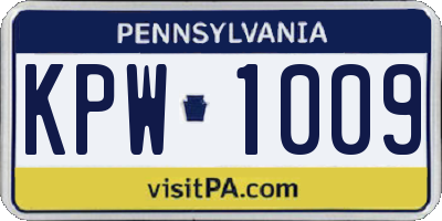 PA license plate KPW1009