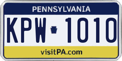 PA license plate KPW1010