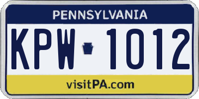 PA license plate KPW1012