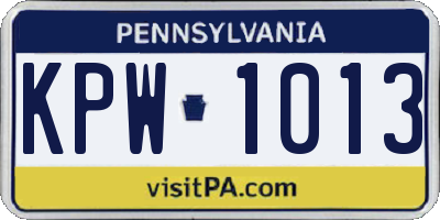 PA license plate KPW1013