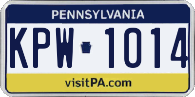 PA license plate KPW1014