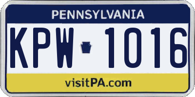 PA license plate KPW1016