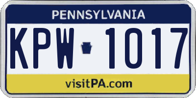 PA license plate KPW1017