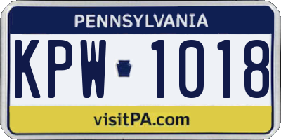 PA license plate KPW1018