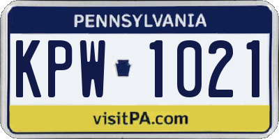 PA license plate KPW1021