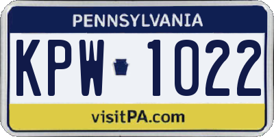 PA license plate KPW1022