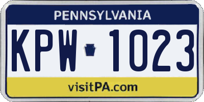 PA license plate KPW1023