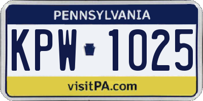 PA license plate KPW1025