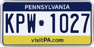 PA license plate KPW1027