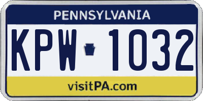 PA license plate KPW1032
