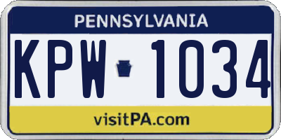 PA license plate KPW1034