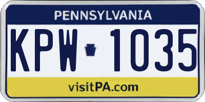 PA license plate KPW1035