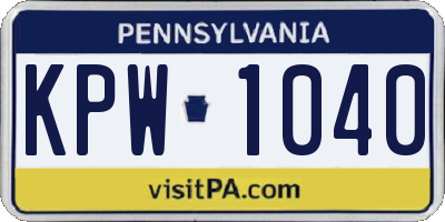 PA license plate KPW1040