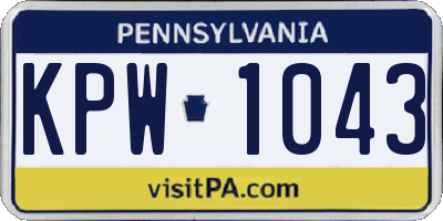 PA license plate KPW1043