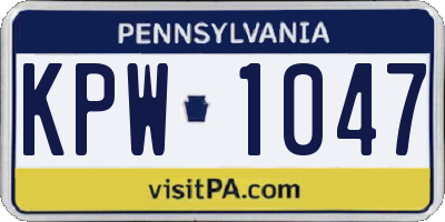 PA license plate KPW1047