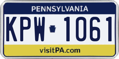 PA license plate KPW1061