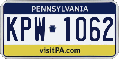 PA license plate KPW1062