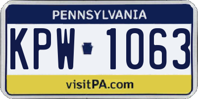 PA license plate KPW1063