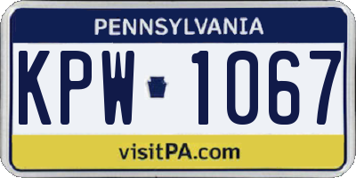 PA license plate KPW1067