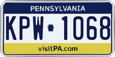 PA license plate KPW1068