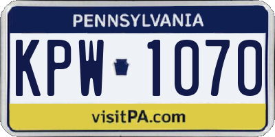 PA license plate KPW1070