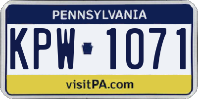 PA license plate KPW1071