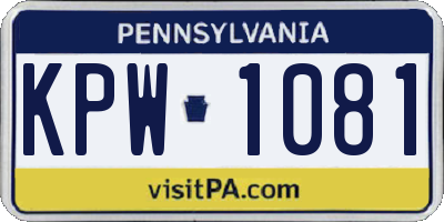 PA license plate KPW1081