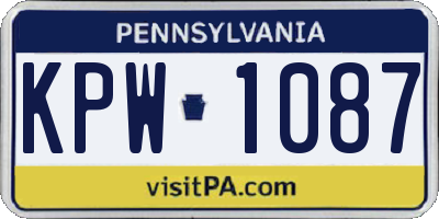 PA license plate KPW1087
