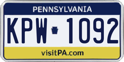 PA license plate KPW1092