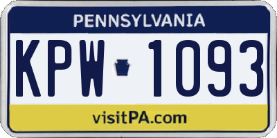 PA license plate KPW1093