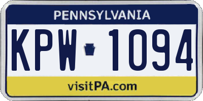 PA license plate KPW1094
