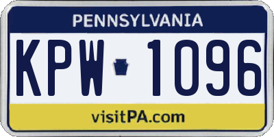 PA license plate KPW1096