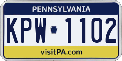 PA license plate KPW1102