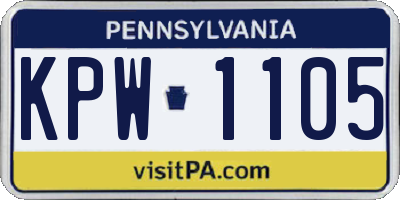 PA license plate KPW1105