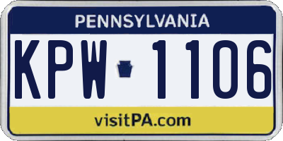 PA license plate KPW1106