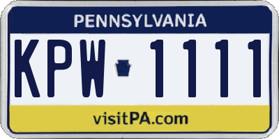 PA license plate KPW1111