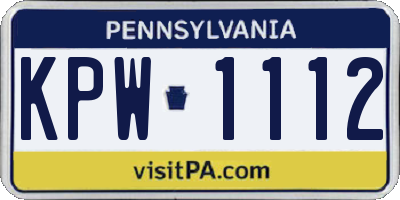 PA license plate KPW1112