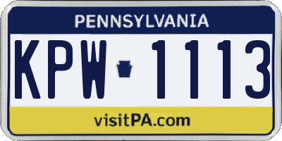 PA license plate KPW1113