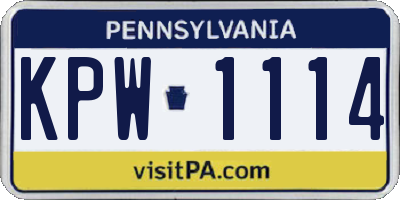 PA license plate KPW1114