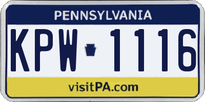 PA license plate KPW1116
