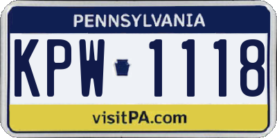 PA license plate KPW1118