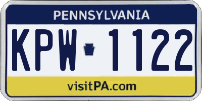 PA license plate KPW1122